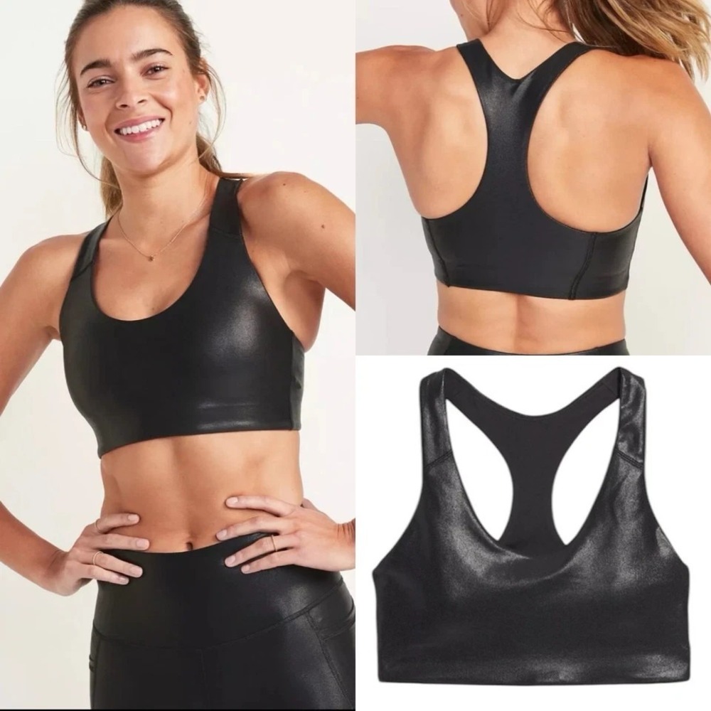 NWT Old Navy Medium Support PowerSoft Racerback Sports Bra‎ SHINE size 2XL $33
